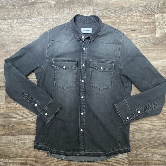 Zadig & Voltaire Denim Pearl Snap Western Shirt - Picture 10 of 13